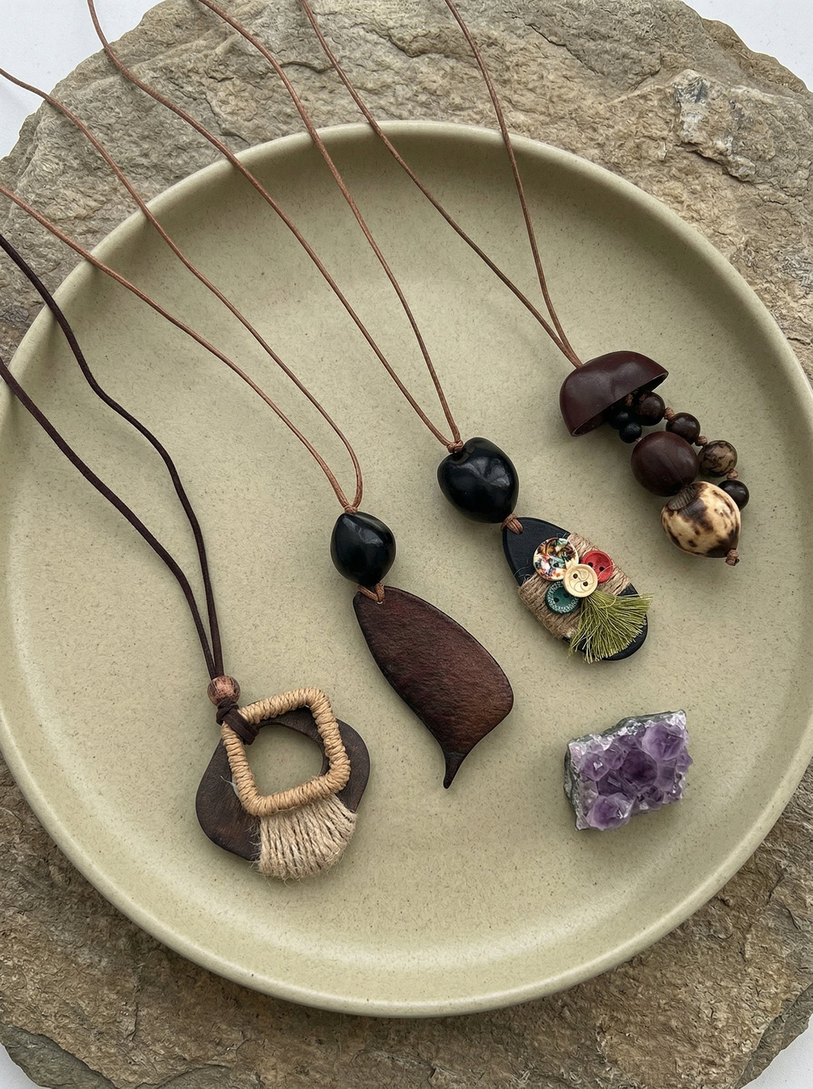 Artisanal Woodland Pendant Necklace