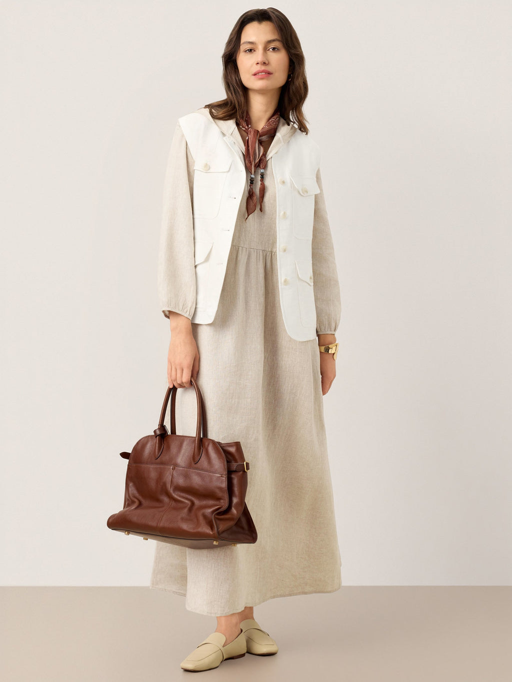100% Linen Sculpted-Hood Caftan Maxi Dress LINETTE