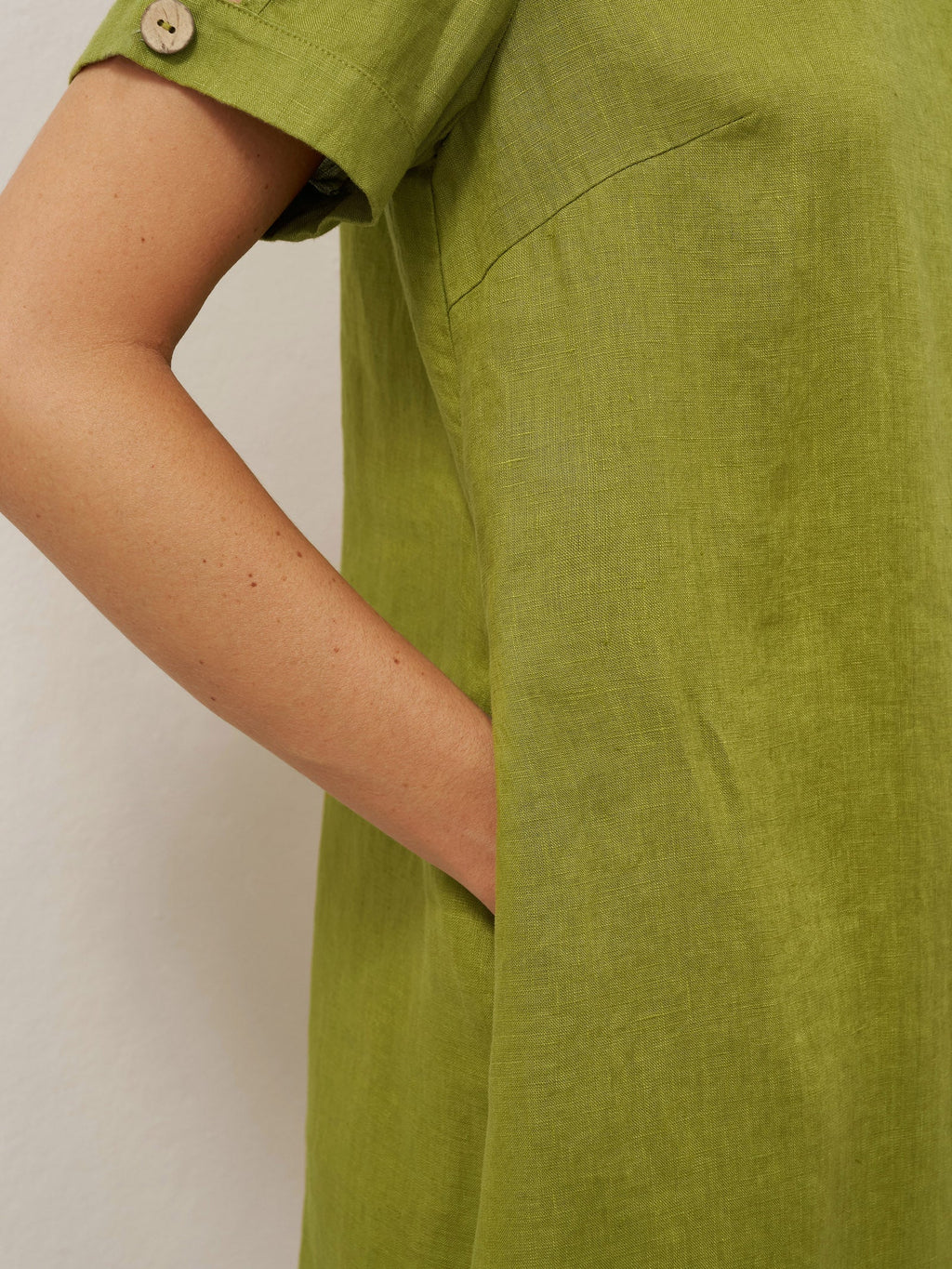 100% Linen Eyelet Short Sleeve Mini Dress LIA