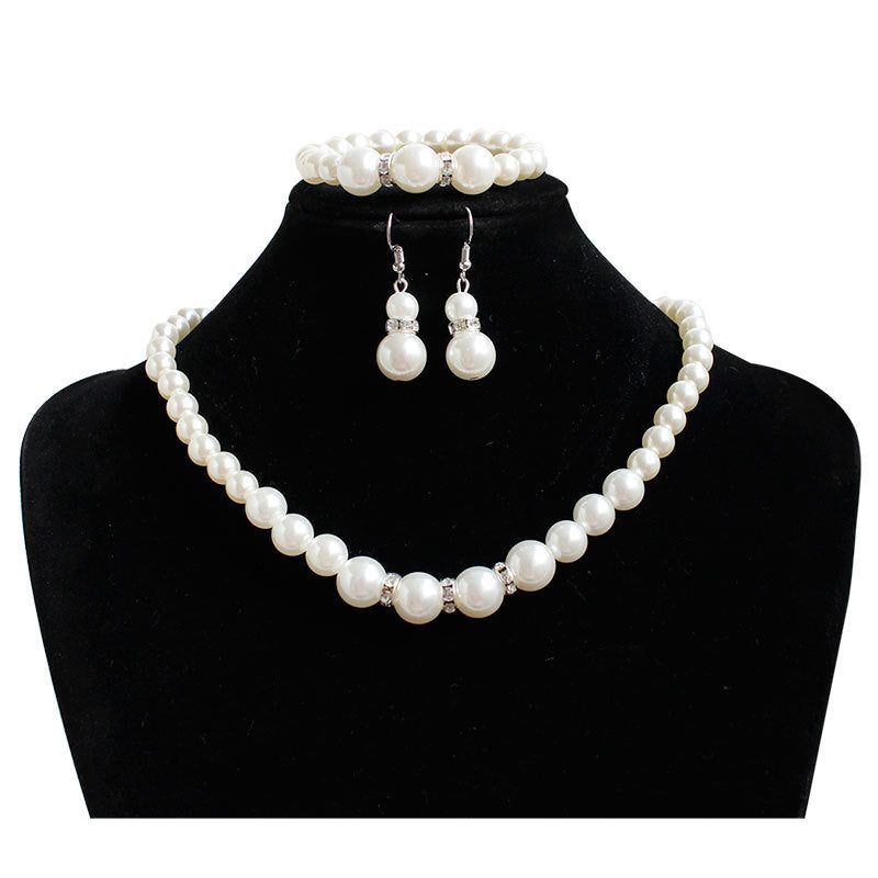 Fashion Classic Pearl Necklace Bracelet Earring Set