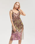 BEAUTIFUL PURPLE GITTER DESIGN CREATED BY FLIPSTYLEZ Women's Tie Strap Split Dress