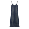 Women Clothing Summer Elegance Denim Midi Strap Dress