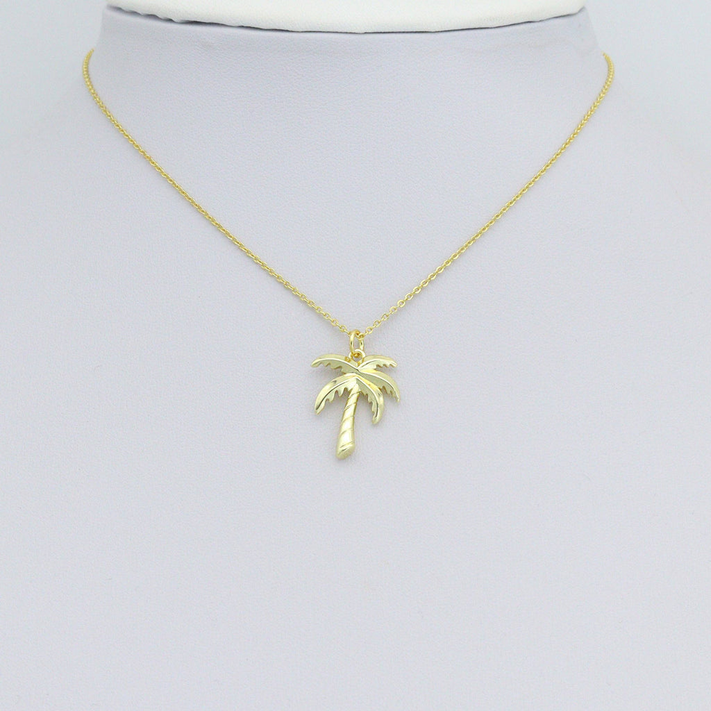 Gold Silver Coconut Palm Tree Charm Pendant, Sku#A486