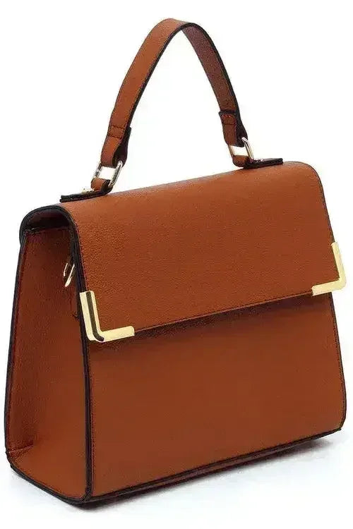 Vegan Leather Satchel - Top Handle Crossbody Bag | Femstylo