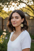 Women’s Handmade Raffia Flower Earrings – Crochet Boho Dangle Design