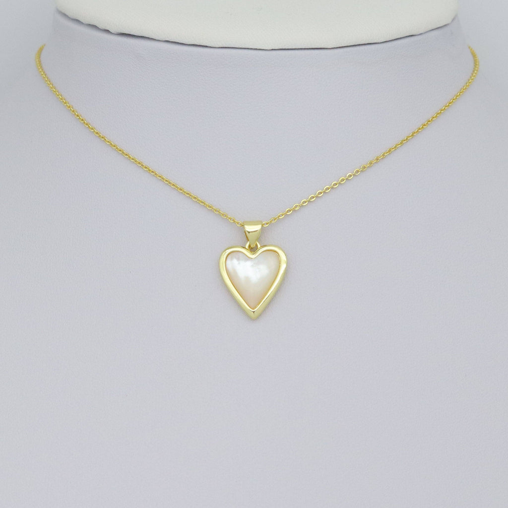 Silver Gold Opal Mop Heart Charm Pendant, Sku#LX750