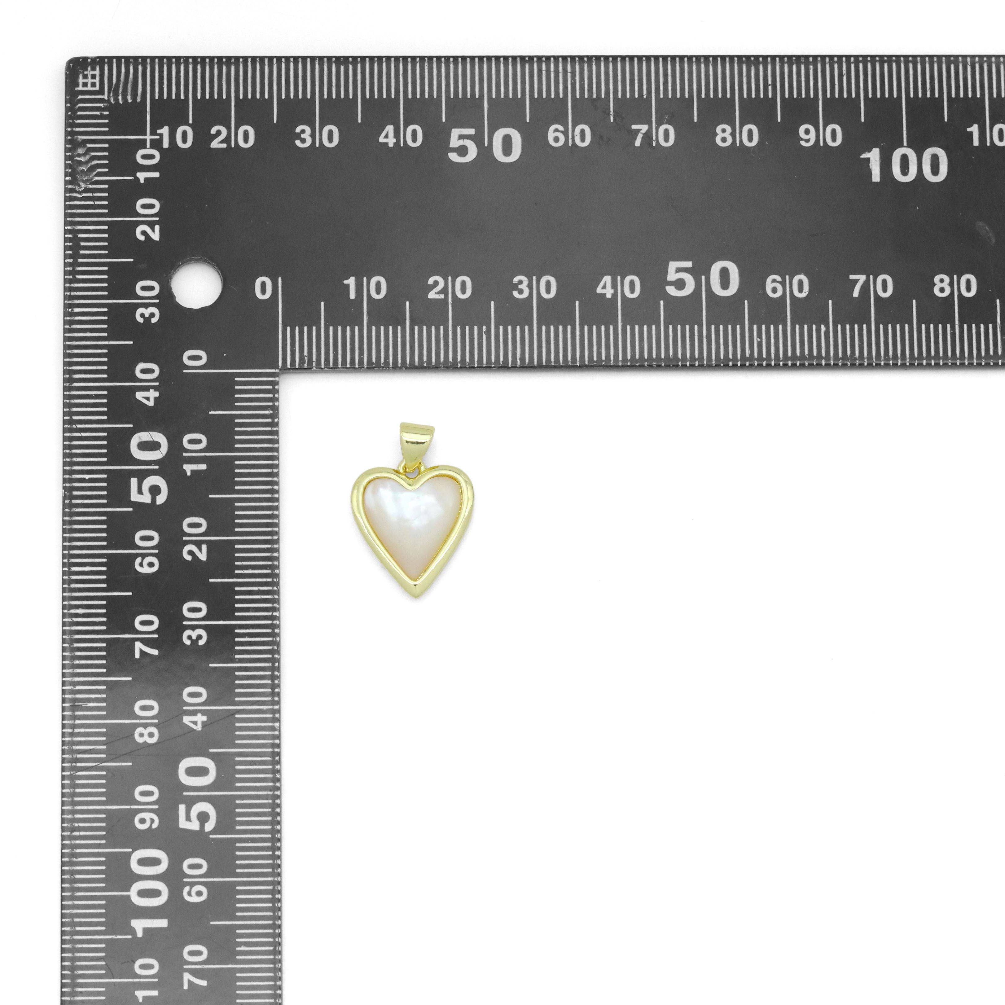 Silver Gold Opal Mop Heart Charm Pendant, Sku#LX750