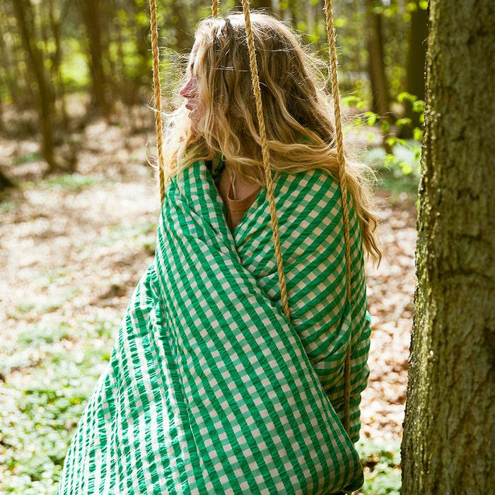 JUNA Bæk&Bølge Duvet Cover Set, Queen, Green/Sand