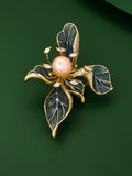 Freshwater Pearl, Zircon & Alloy French Iris Brooch