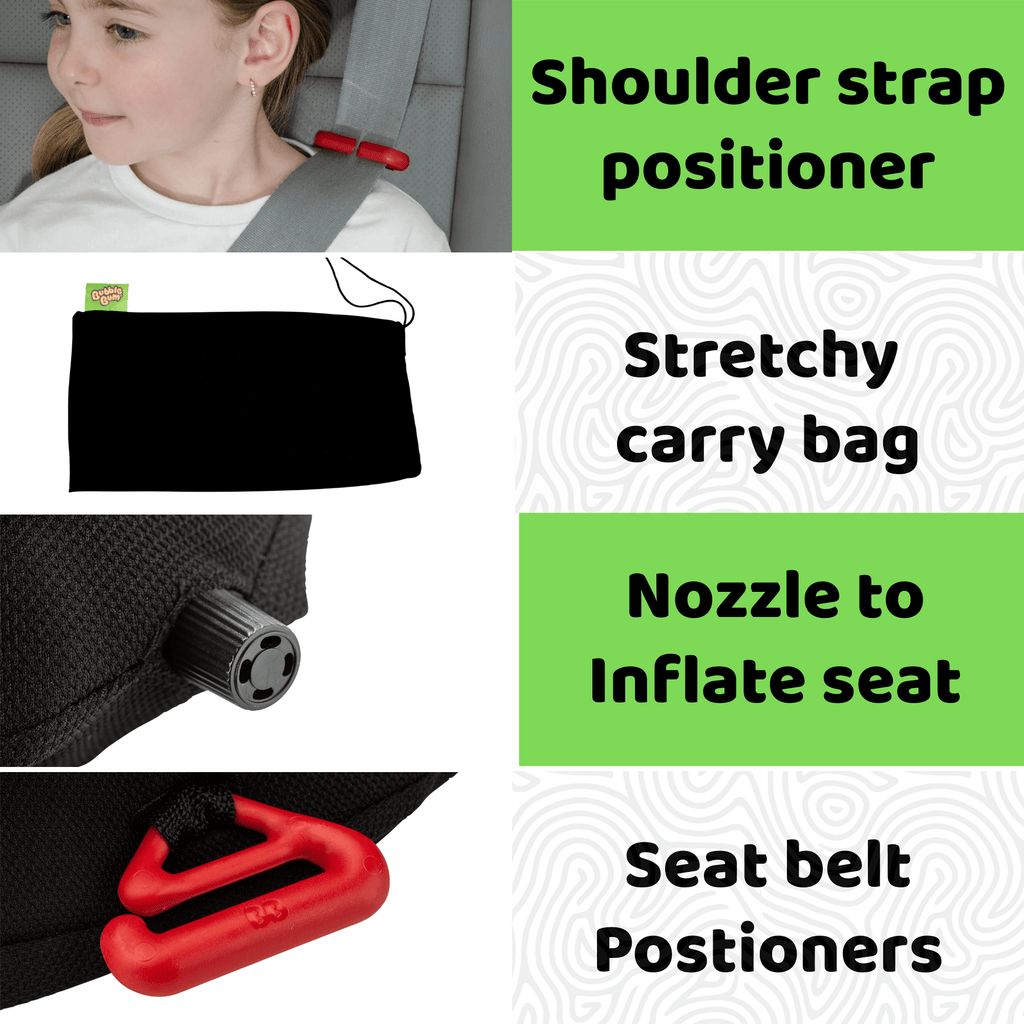 BubbleBum Inflatable Travel Booster Seat for Kids (Ages 4–11) Portable Car Booster for Taxis, ✔️ Rental Cars & Travel ✔️