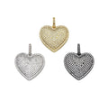 Pave Silver Gold Heart Pendant/Charm, 23mm, sku#Z1026