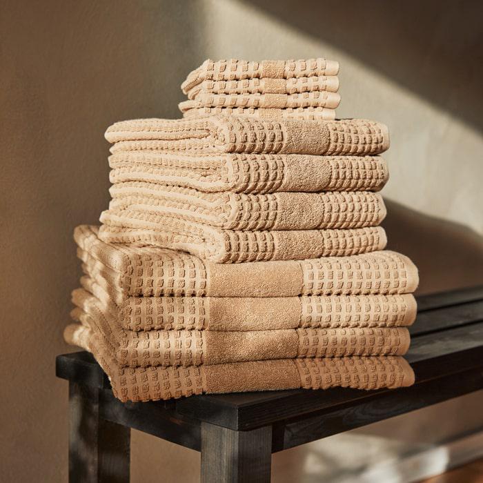 JUNA Check Washcloth, Sand