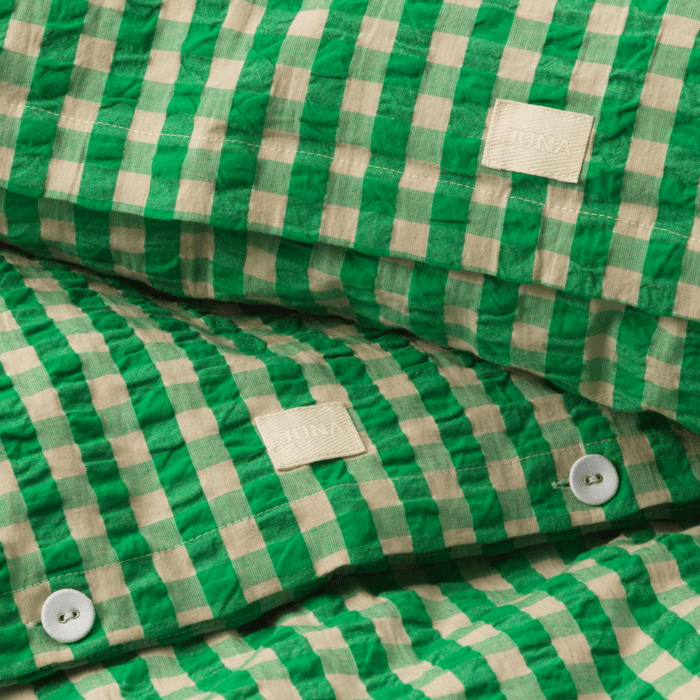 JUNA Bæk&Bølge Duvet Cover Set, King, Green/Sand
