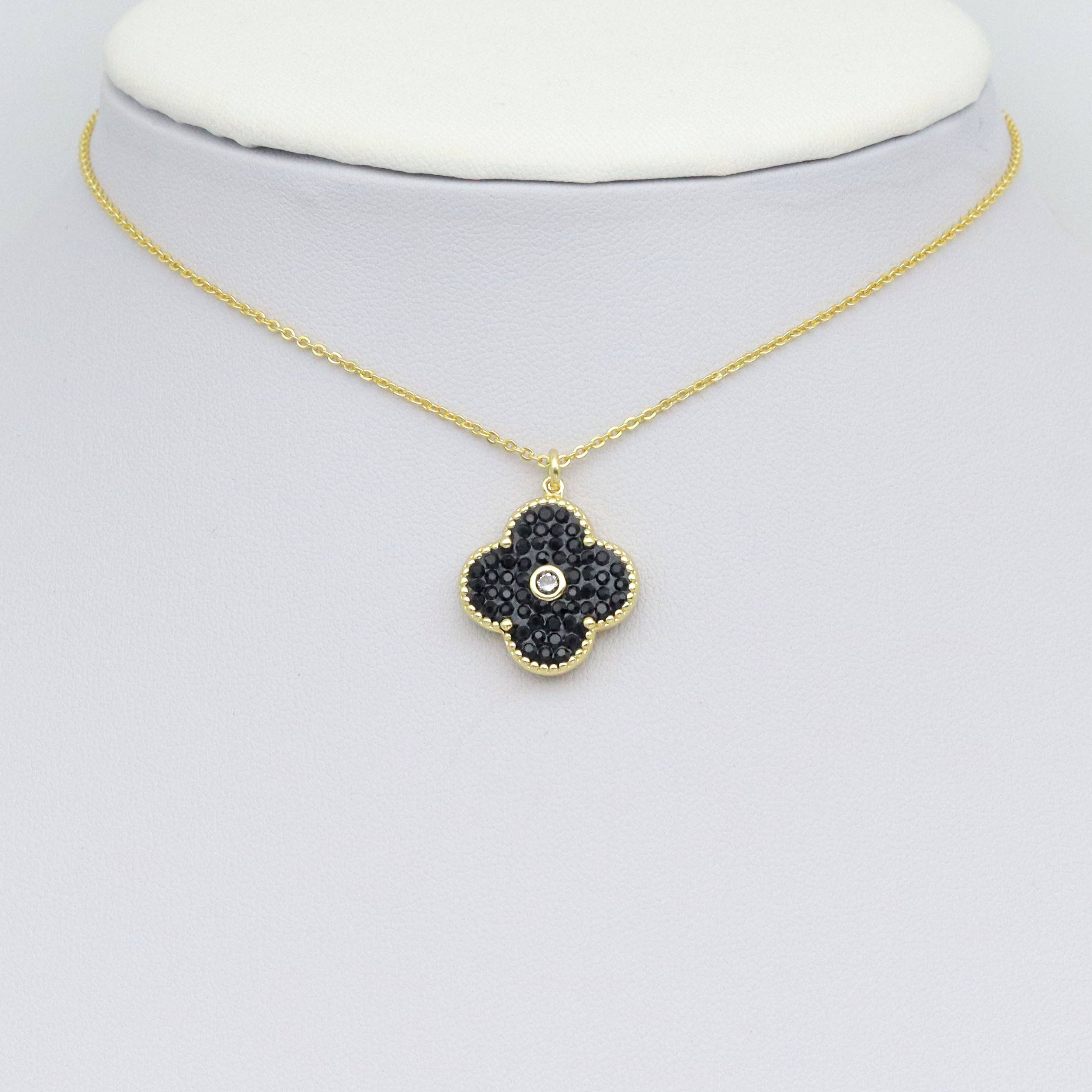 White Black Flower Charm Pendant, Sku#FH234