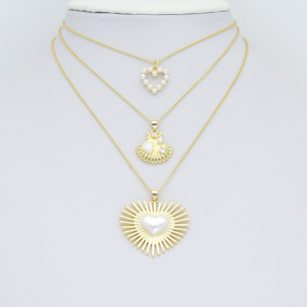 White Pearl Heart White Cross Shell Starfish Charm Pendant,Sku#LD746