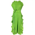 A1. Autumn Short Sleeve Pleated Design Affordable Luxury Fashion
