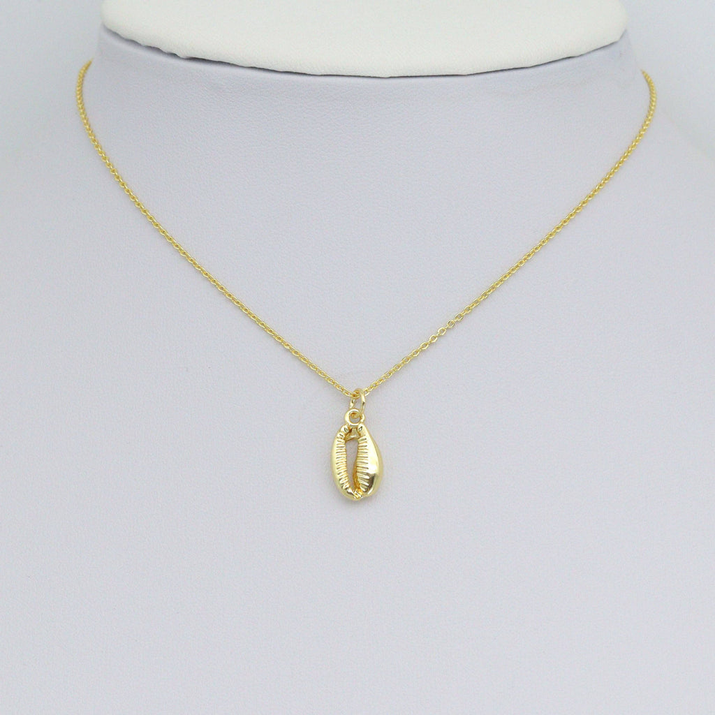 Gold Cowrie Shell Shape Charm Pendant, Sku#LD696