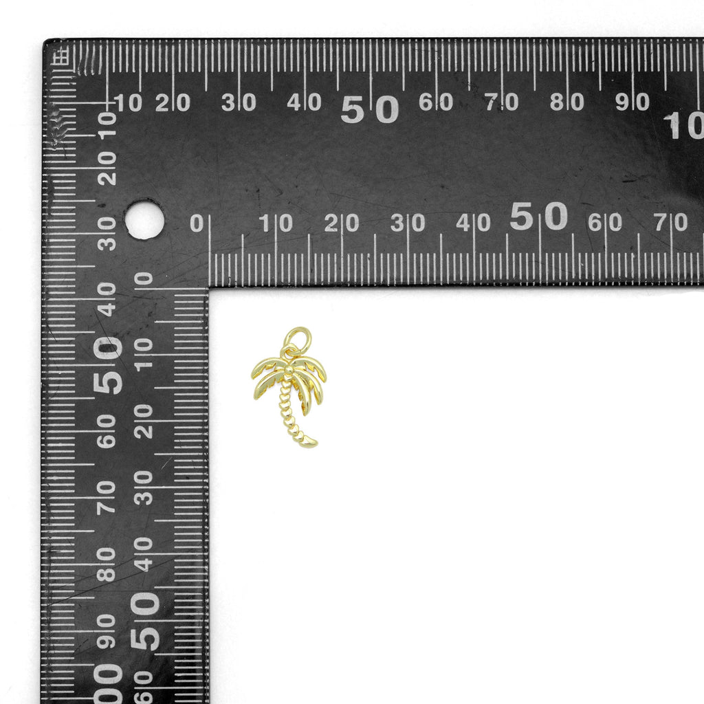 Gold Coconut Tree Shape Charm Pendant, Sku#LD695