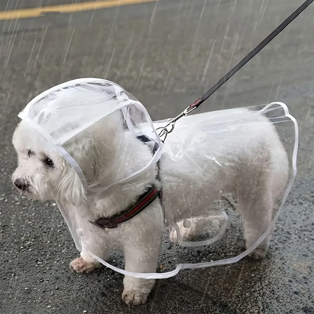 Transparent Waterproof Dog Raincoat for Small and Medium-Sized Dogs, Teddy and Bichon Frise Dog for Rainy Days Walking