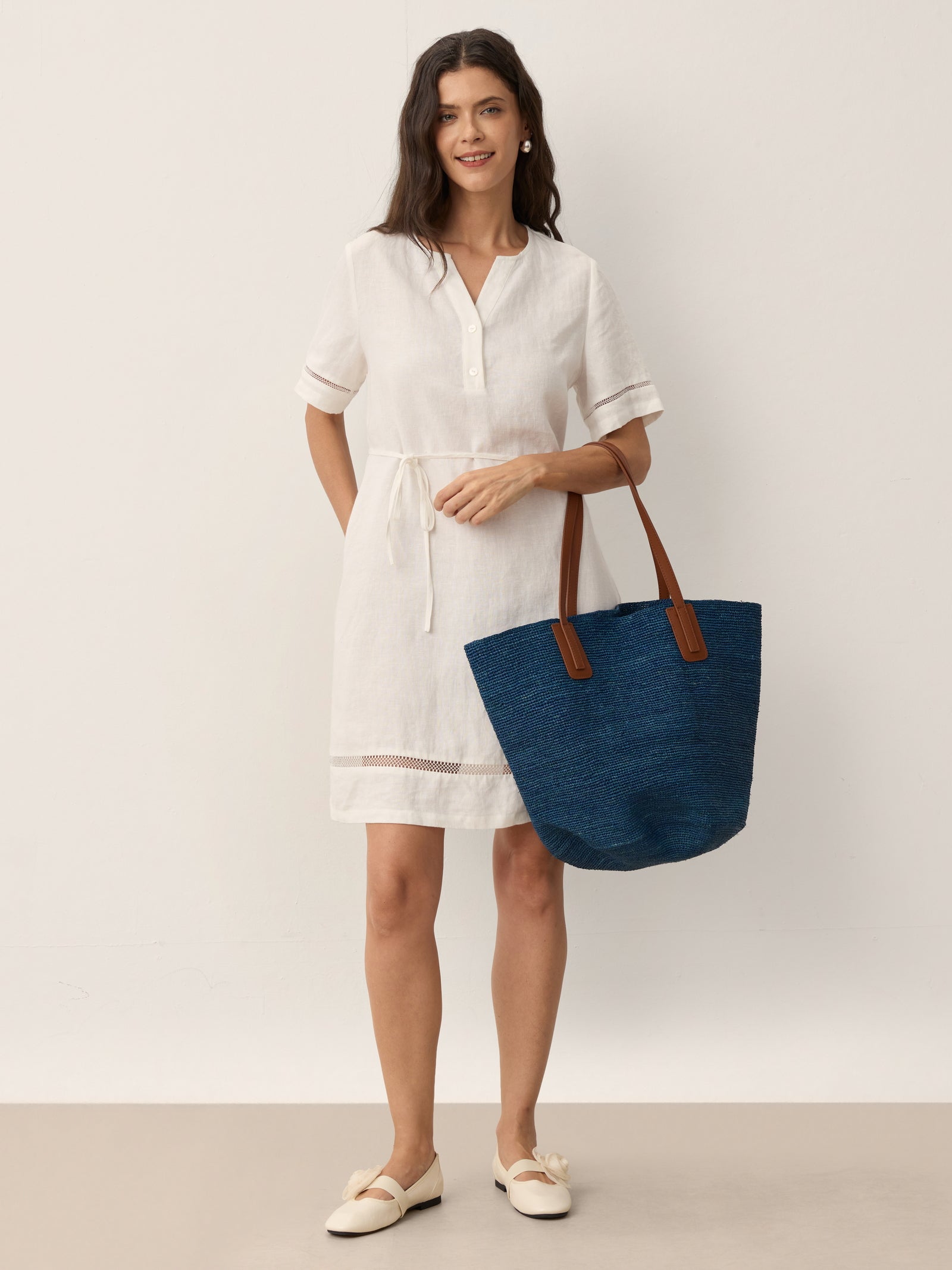 Handwoven Raffia Tote Bag With Leather Handles