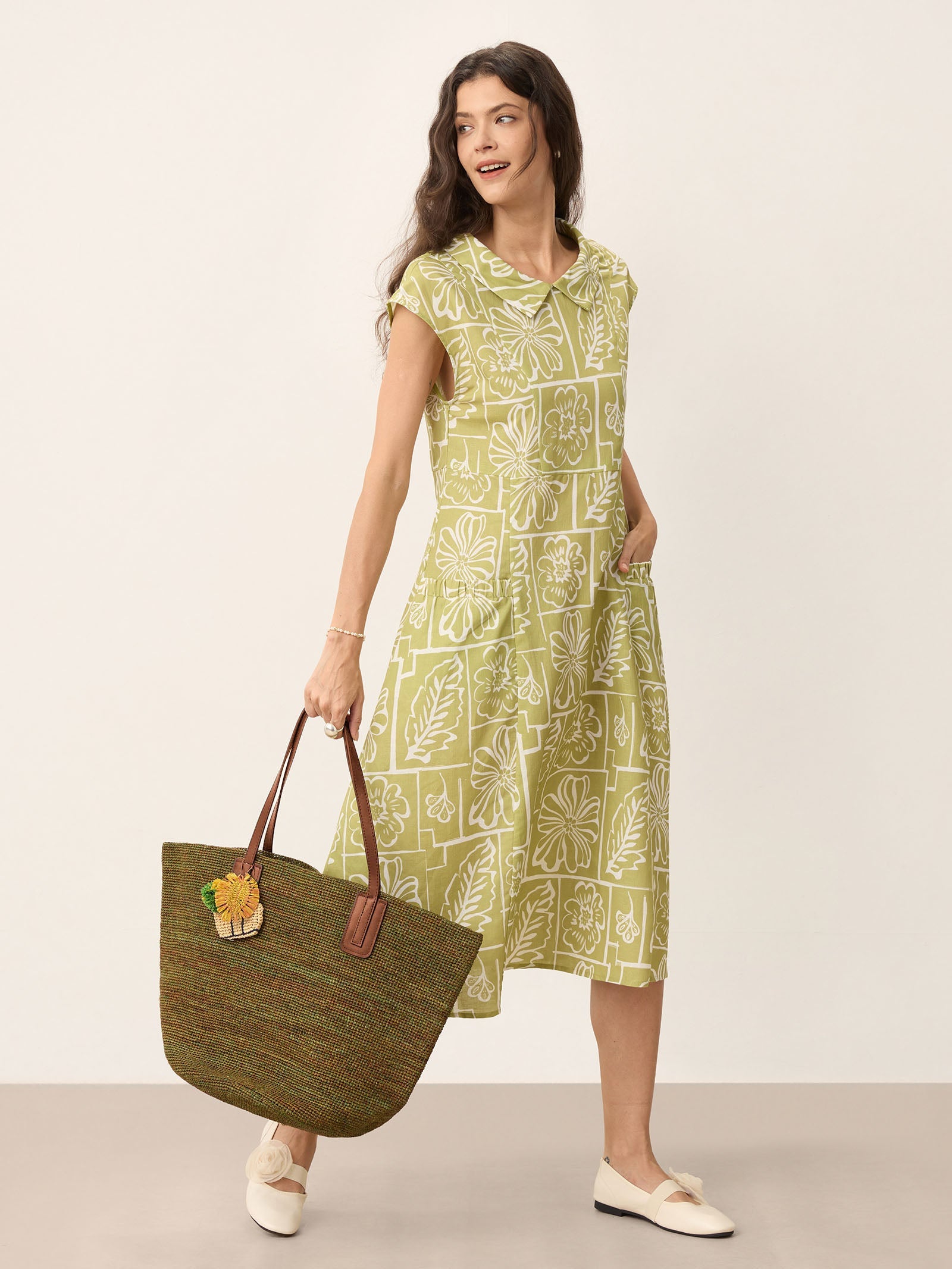 Handwoven Raffia Tote Bag With Leather Handles