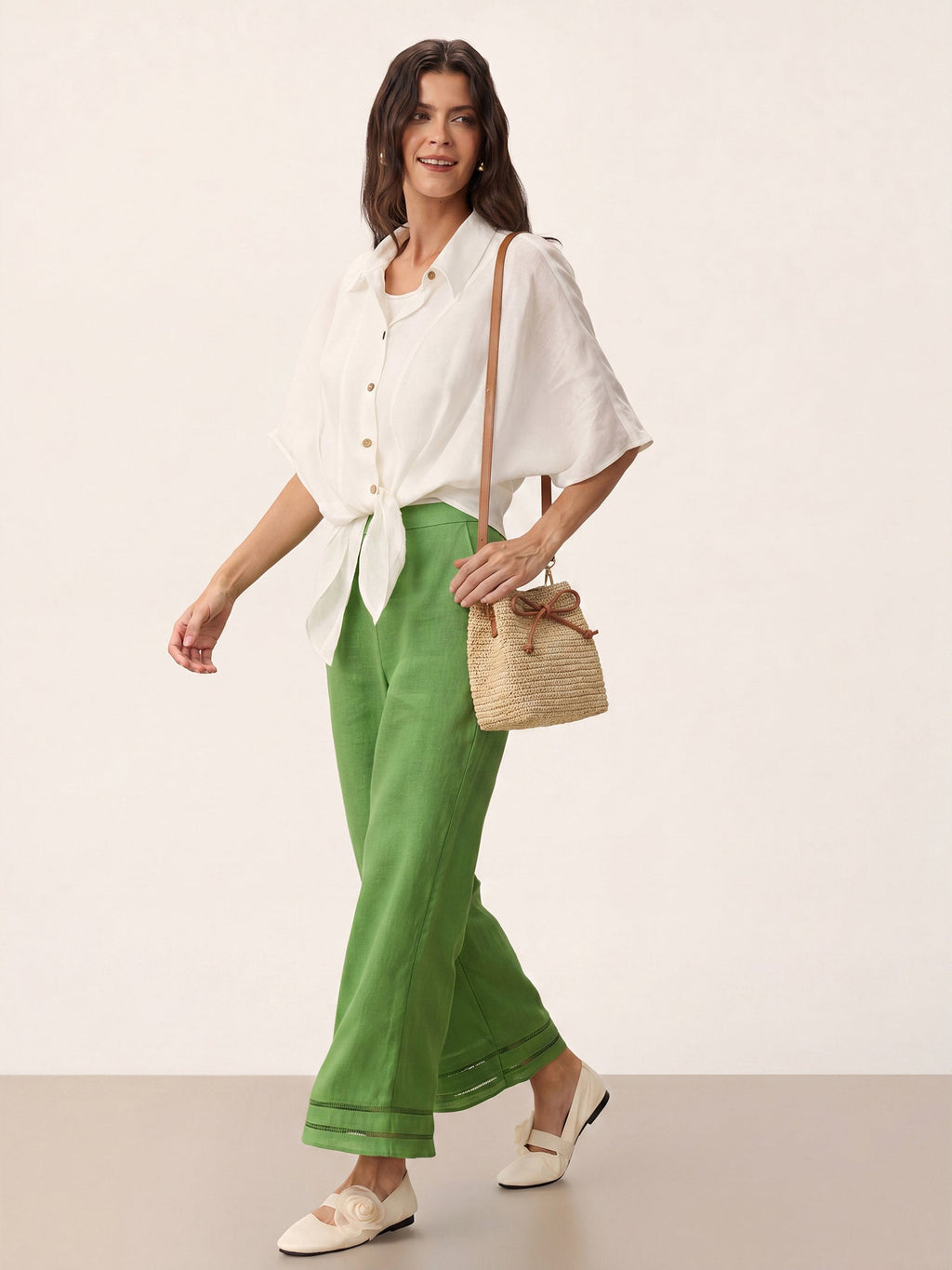 Mini Handwoven Raffia Drawstring Crossbody Bag