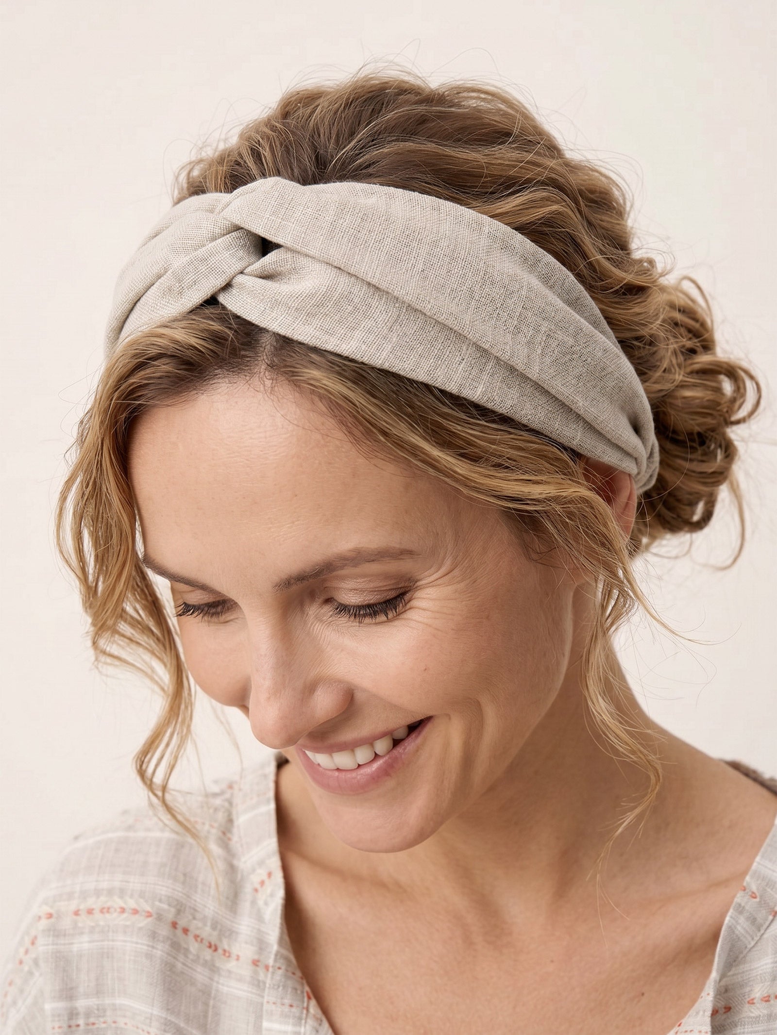 Linen Cross Wide Elastic Headband