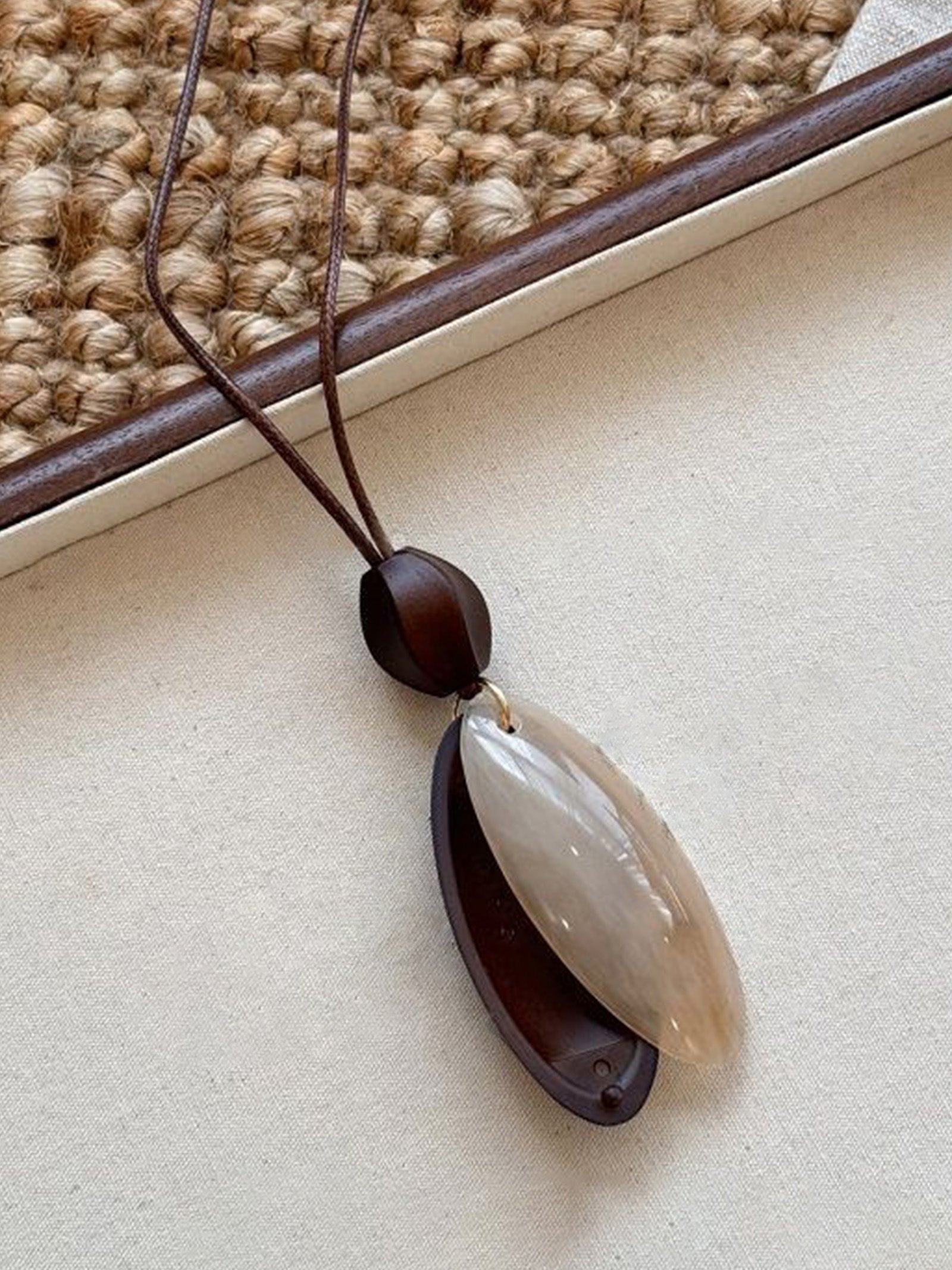 Long Pendant Necklace With Marbled Design
