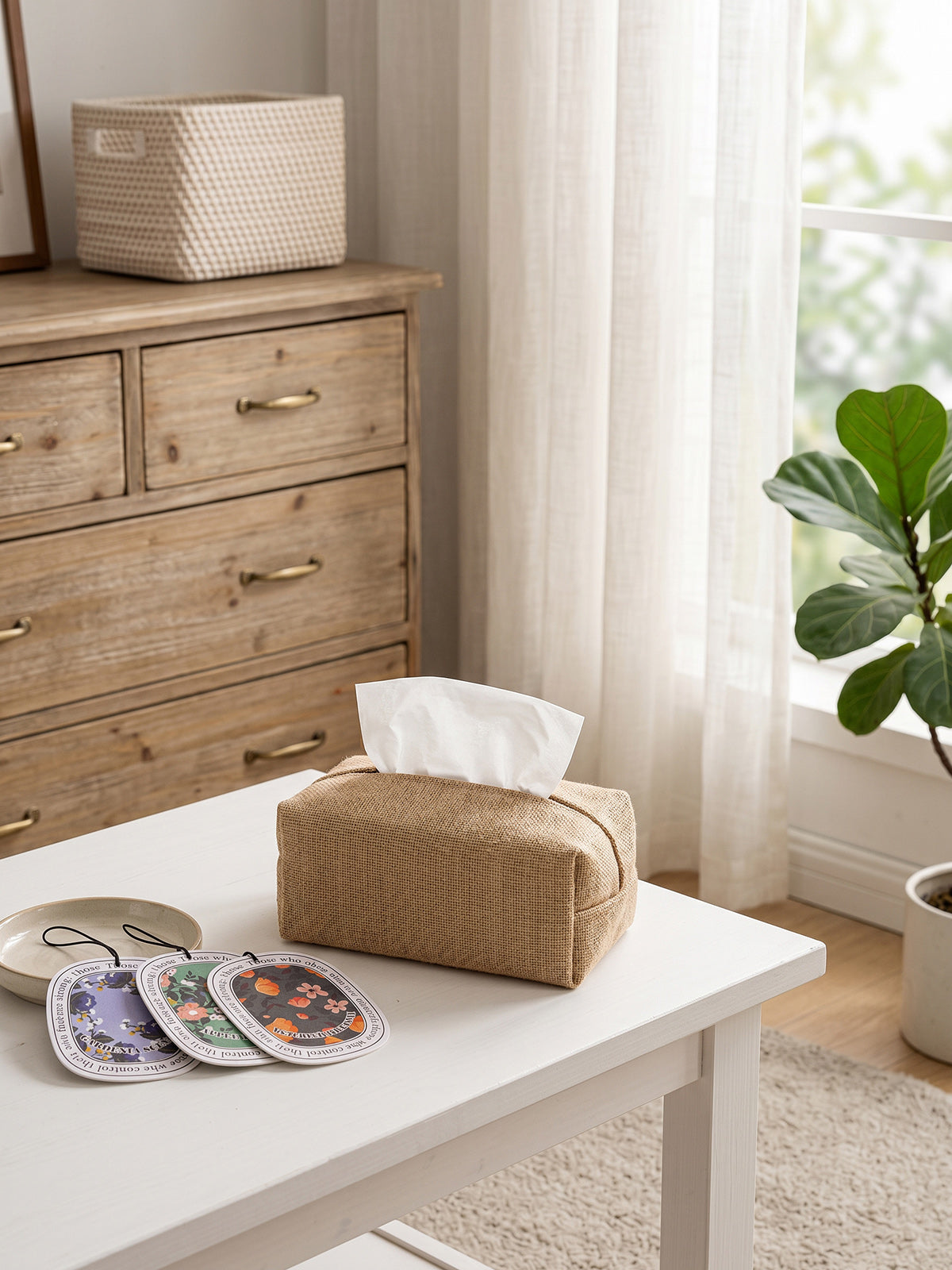 Cotton-Linen Textured Tissue Box Cover