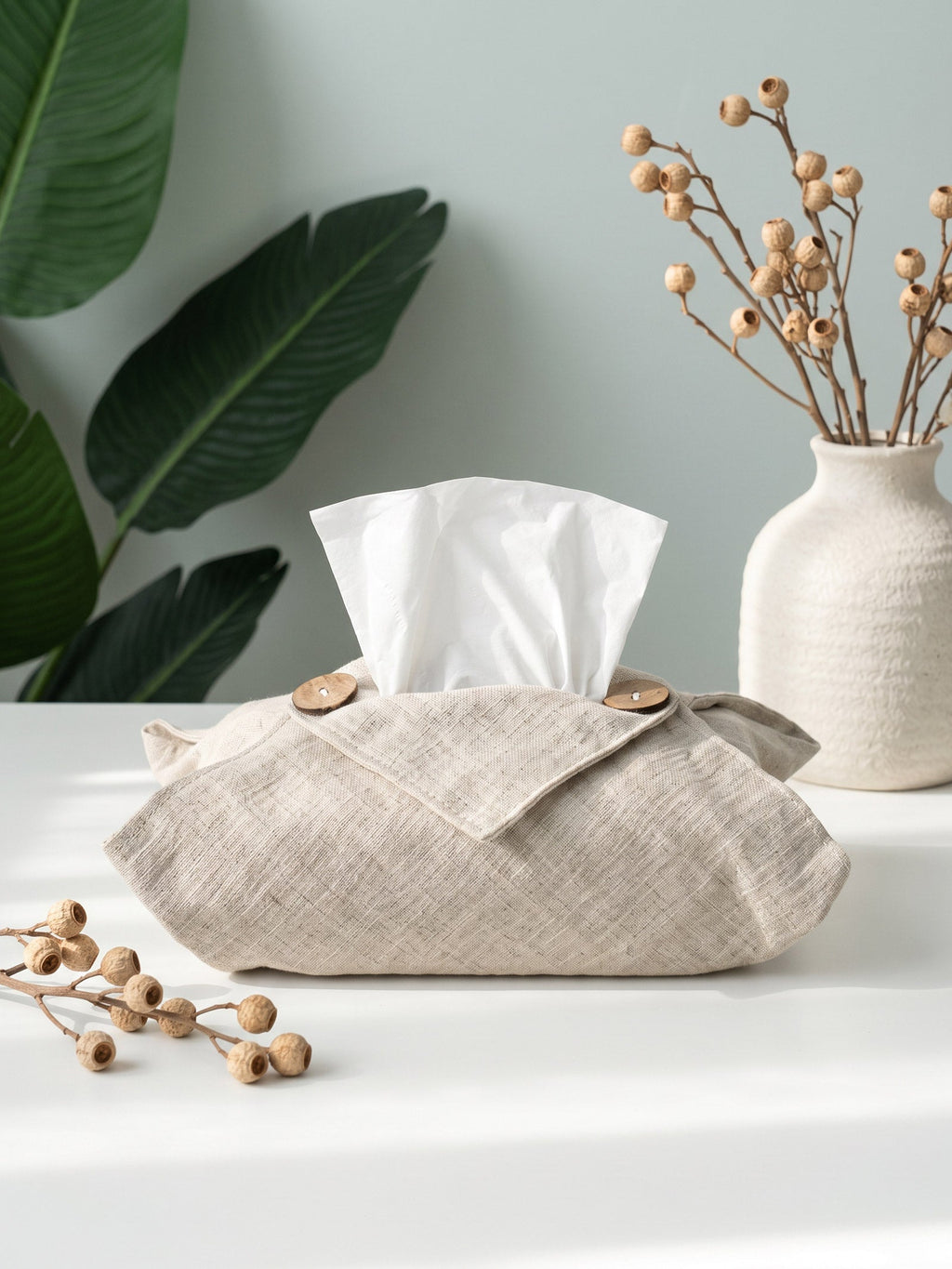 Linen Tissue Box Storage Cover
