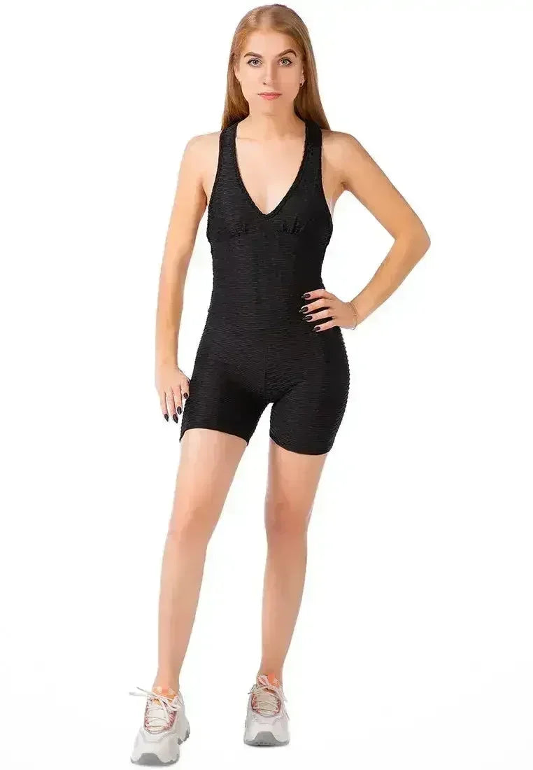 Back Cross Strap Yoga Jumpsuit – Moisture-Wicking 95% Polyester | Femstylo