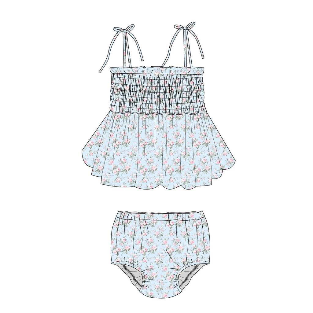 Eloise - Smocked Diaper Dress Set