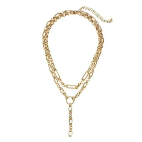 T Drop Layered Chain Necklace