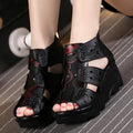 GKTINOO 2026 Ethnic Style Genuine Leather Women Shoes Sandals Wedges Sandals Handmade Genuine Leather Women Sandal
