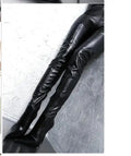 Botas mujer invierno black women shoes thigh high heel bota over the knee boots pointed toe long female motorcycle plus size47