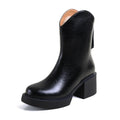 2022 Winter New Women Boots Women Shoes Round Toe Square Heel Real Wool Thick Heel Short Boots Solid Color Womens Platform Heels