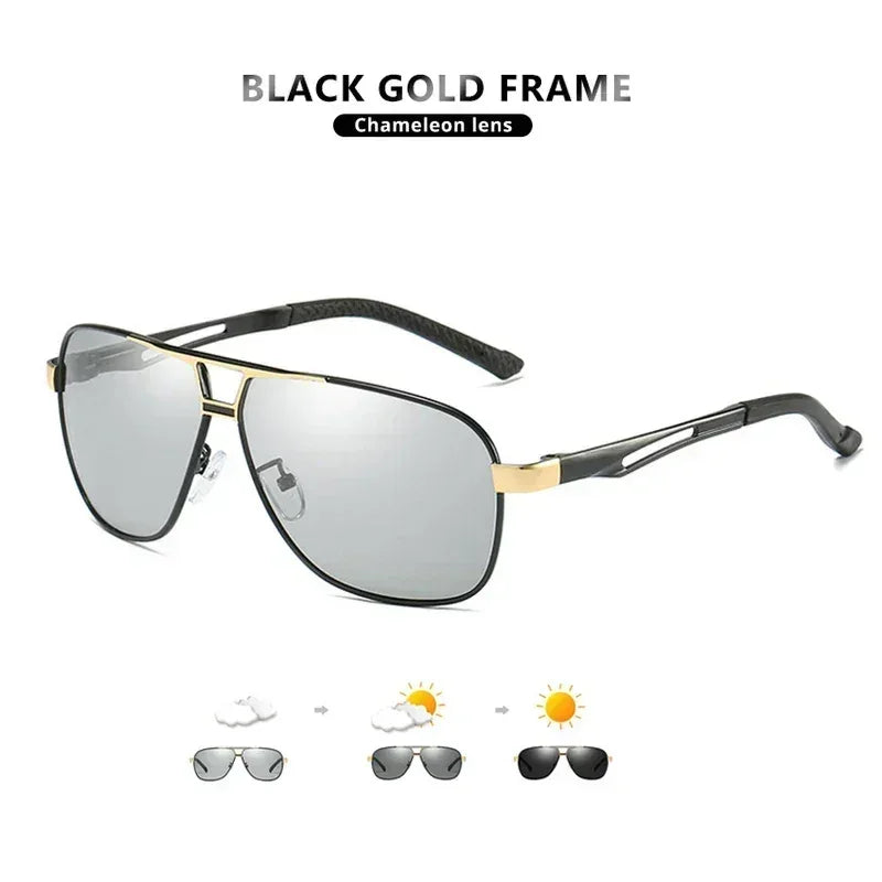 Top Quality Square Retro Photochromic Aluminum Sunglasses Men Polarized Driving Women Sun Glasses For Men Brown Oculos de sol