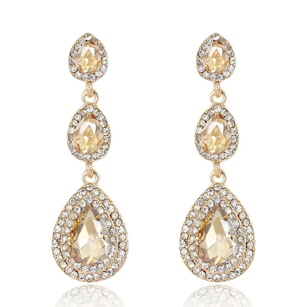 TREAZY Fashion Crystal Wedding Drop Earrings for Women Silver Color Bridal Dangle Earrings Brides Gifts Birthday Party Jewelry