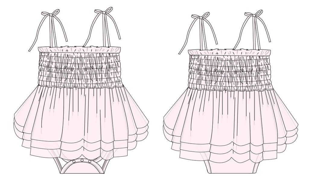 Petal - Smocked Tulle Bodysuit Dress