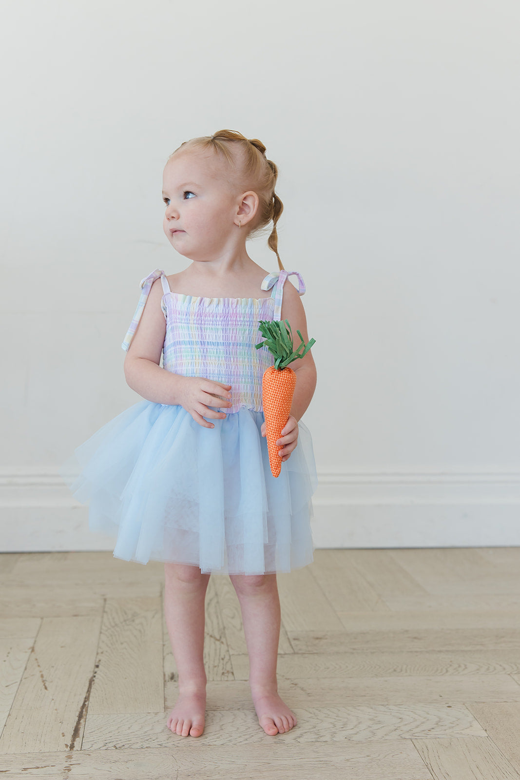 Pastel Prep - Smocked Tulle Bodysuit Dress