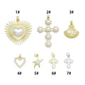 White Pearl Heart White Cross Shell Starfish Charm Pendant,Sku#LD746