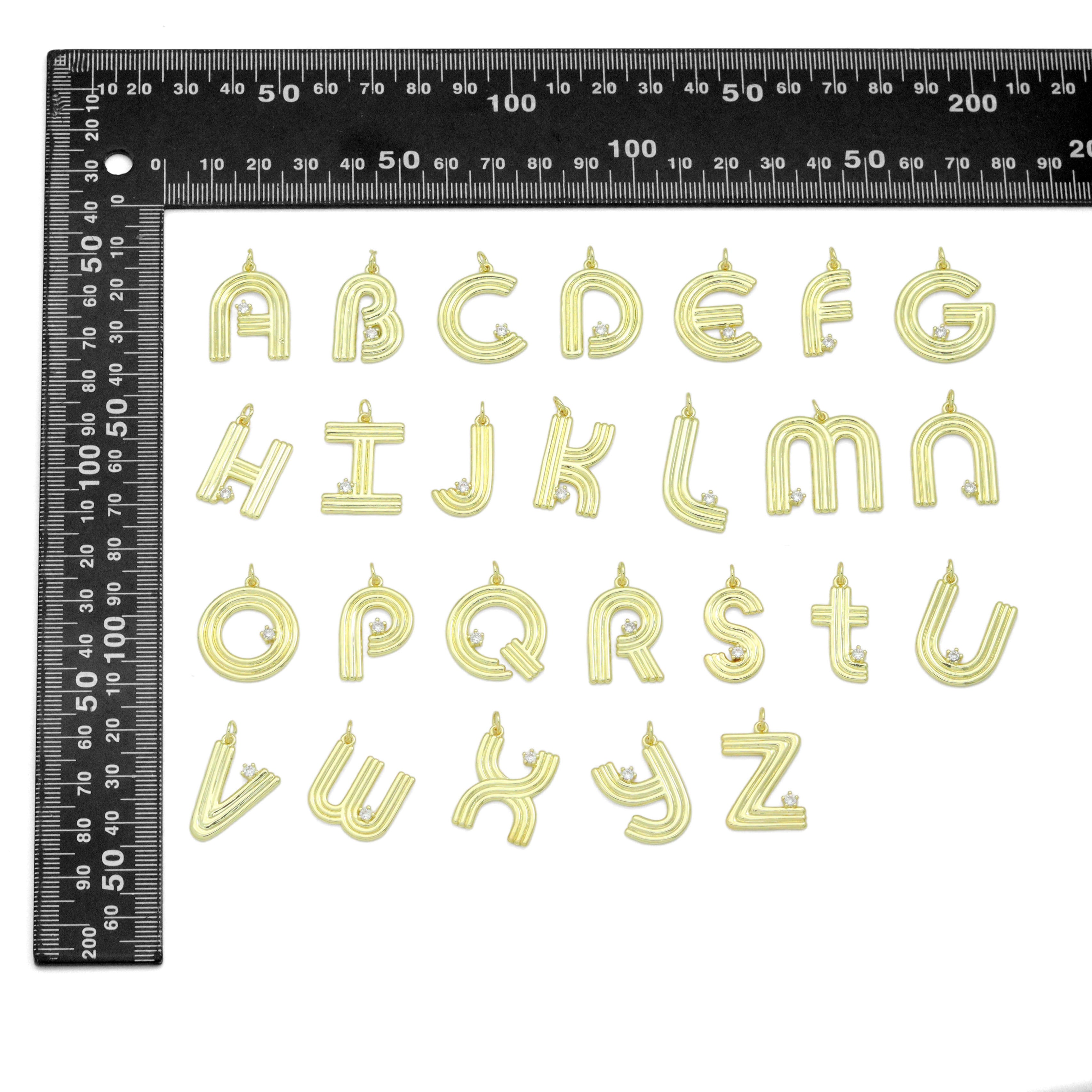Gold Silver Alphabet Initial Charm Pendant, Sku#LX944