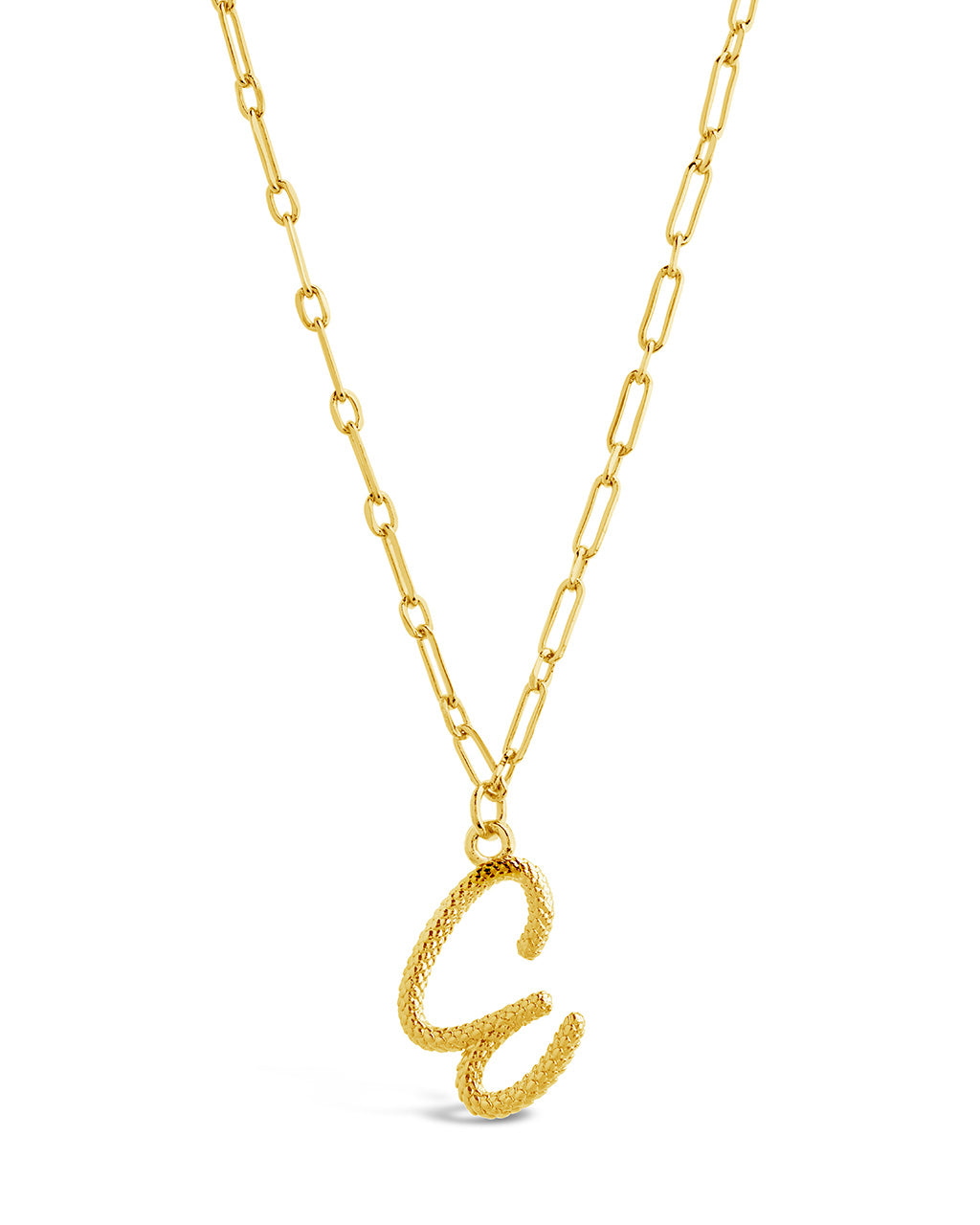 Textured Initial Charm Pendant Necklace