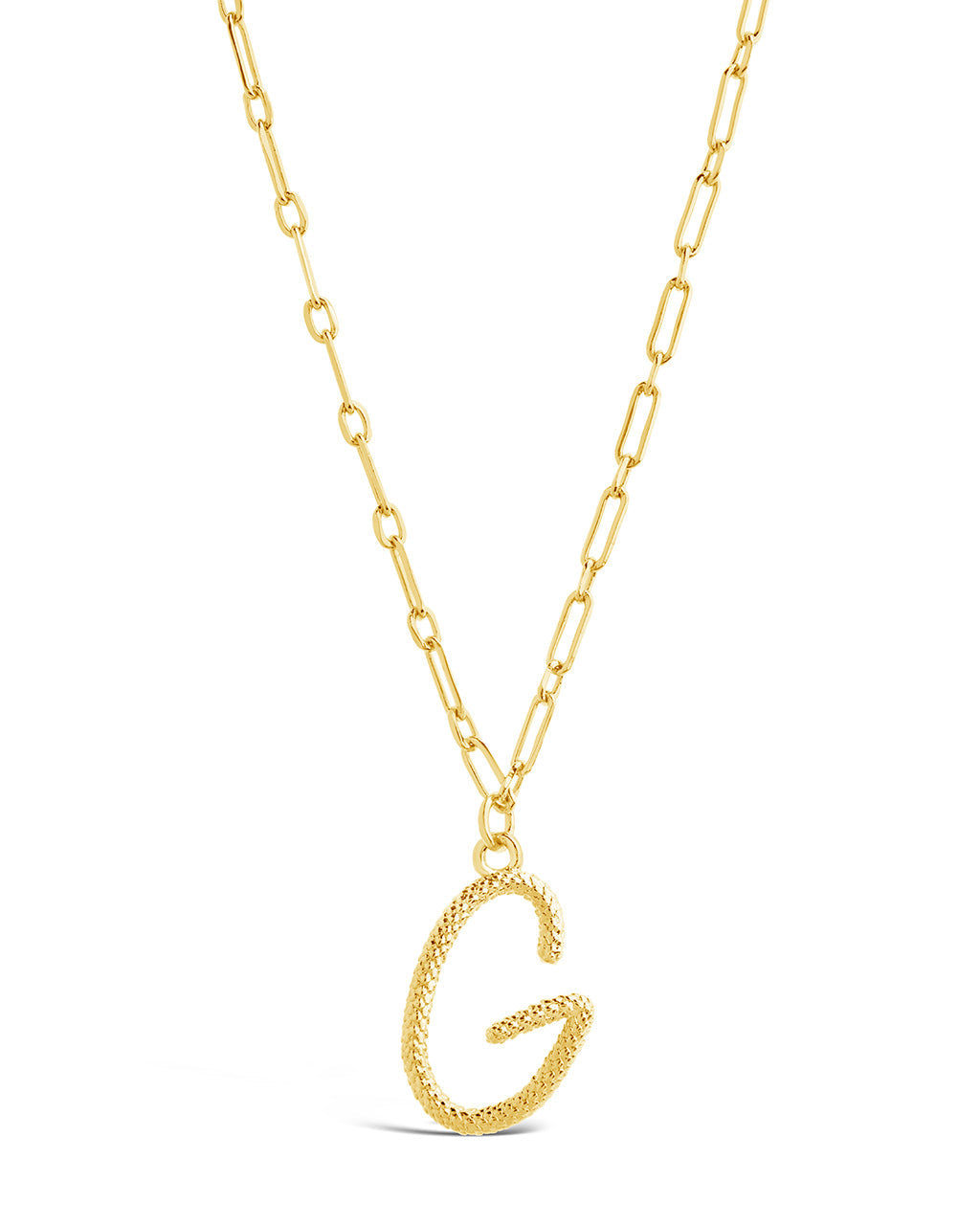 Textured Initial Charm Pendant Necklace