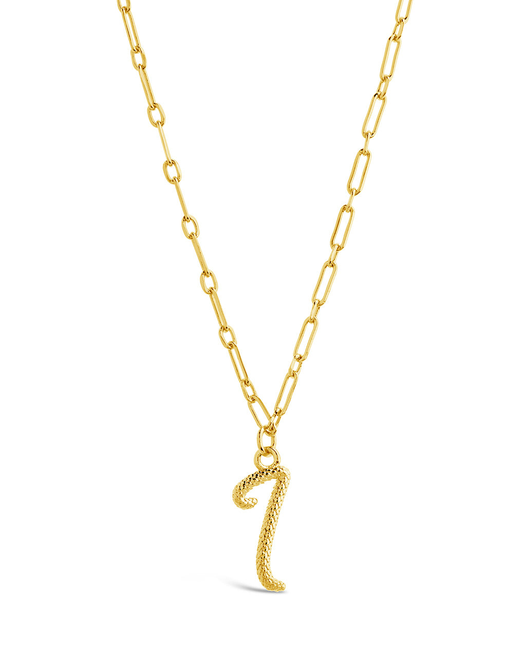 Textured Initial Charm Pendant Necklace