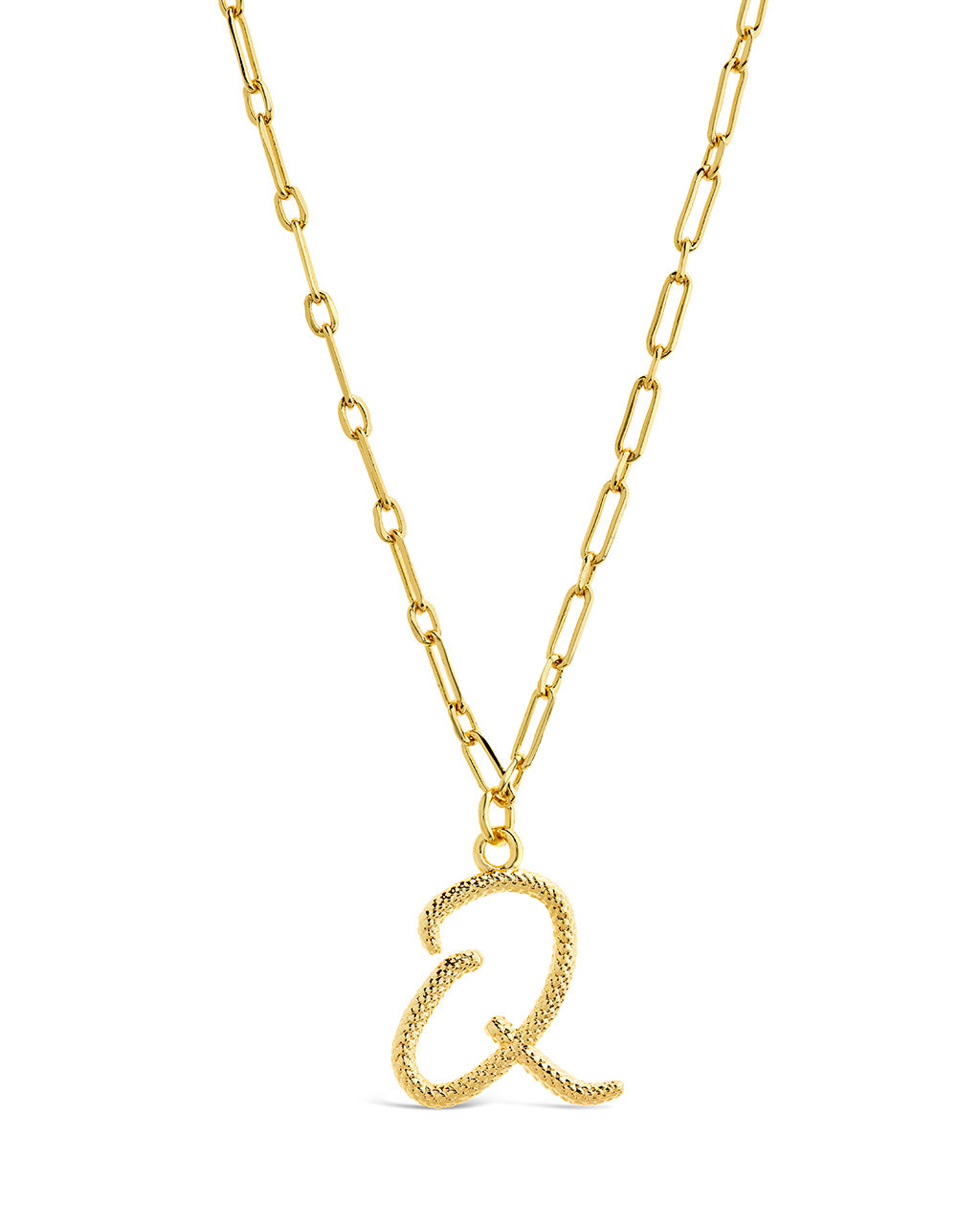 Textured Initial Charm Pendant Necklace