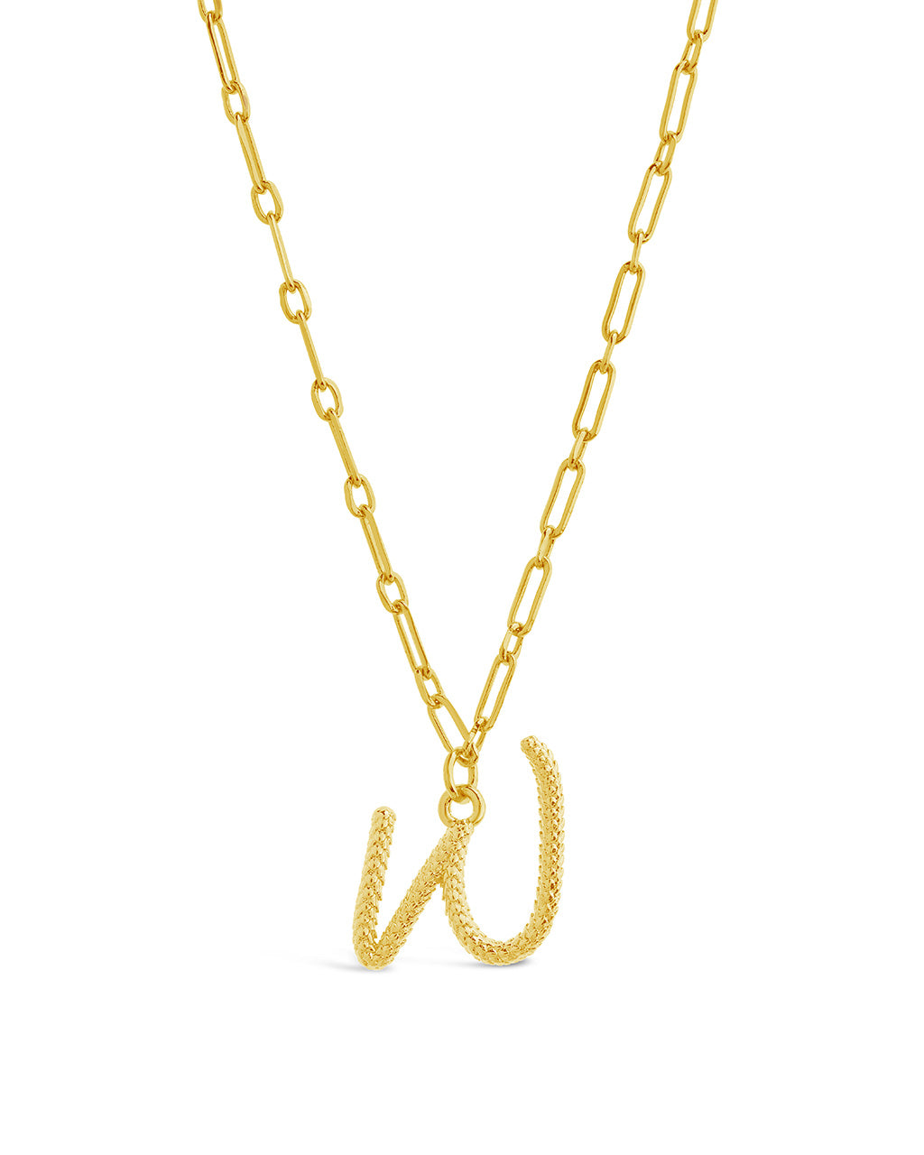 Textured Initial Charm Pendant Necklace