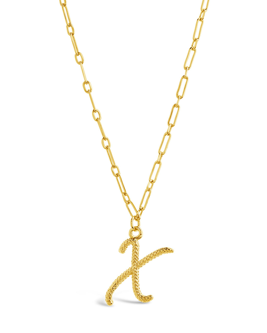 Textured Initial Charm Pendant Necklace