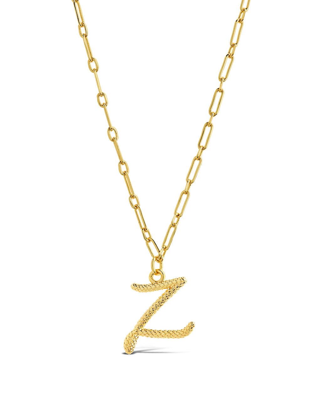 Textured Initial Charm Pendant Necklace