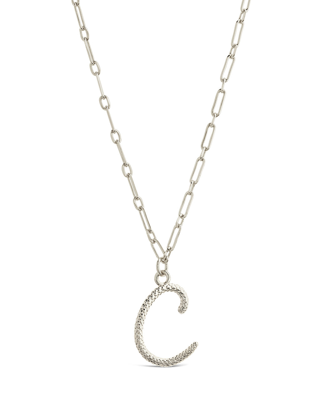 Textured Initial Charm Pendant Necklace